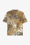 Roberto Cavalli Animal-print Cotton T-shirt In Brown