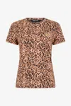 Roberto Cavalli Cotton T-shirt With Leopard Skin Print In Brown