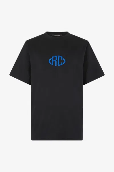 Roberto Cavalli Cotton T-shirt With Monogram In Black