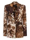 Roberto Cavalli Cow-print Single-breasted Blazer In Brown