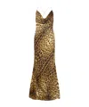 Roberto Cavalli Cowl-neck Leopard-print Maxi Dress In Animal Print