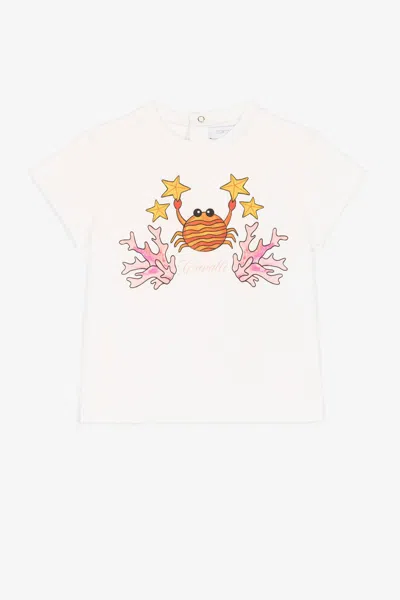 Roberto Cavalli Kids' Crab-print Short-sleeved T-shirt In White
