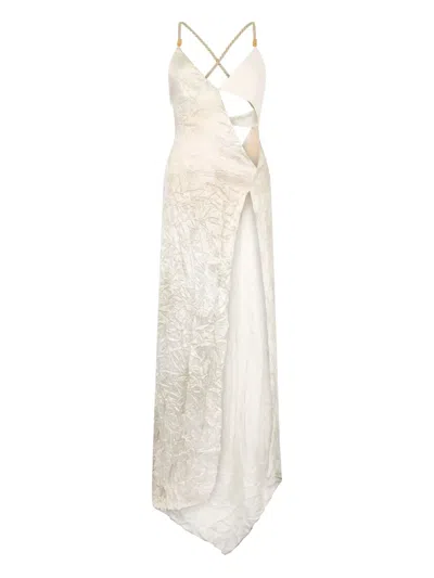 Roberto Cavalli Crease-effect Dress In Neutrals