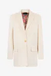 Roberto Cavalli Cream Blazer With Logo Detail In White
