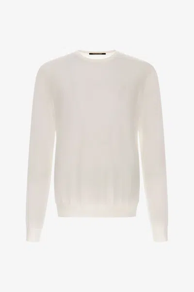 Roberto Cavalli Crew Neck Logo Sweater In White