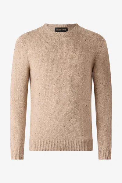 Roberto Cavalli Crew Neck Sweater In Beige