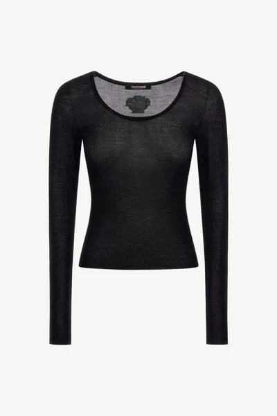 Roberto Cavalli Crew Neck Sweater In Black