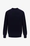 Roberto Cavalli Crewneck Sweater With Rc In Dark Blue