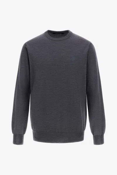 Roberto Cavalli Crewneck Sweater With Rc In Dark Gray