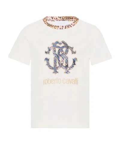 Roberto Cavalli Kids' Crew-neck T-shirt In White