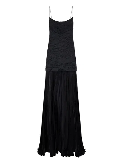 Roberto Cavalli Maxikleid Aus Seide Mit Knitteroptik In Black