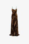 Roberto Cavalli Crisscross Back Leopard Print Maxi Dress In Dark Brown