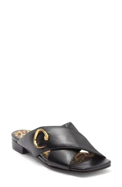 Roberto Cavalli Crisscross Slide Sandal In Black