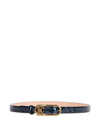 Roberto Cavalli Croc-effect Rc-monogram Belt In Blue