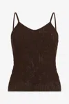 Roberto Cavalli Crochet Effect Top With Spaghetti Straps In Brown