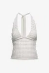 Roberto Cavalli Halterneck Crochet-knit Top In White