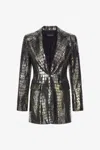 Roberto Cavalli Crocodile Effect Blazer In Silver