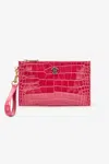 Roberto Cavalli Crocodile-effect Flat Clutch In Pink