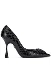 Roberto Cavalli Crocodile-effect High-heel Pumps In Black
