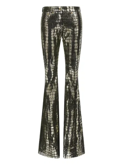 ROBERTO CAVALLI CROCODILE-EFFECT LEATHER TROUSERS