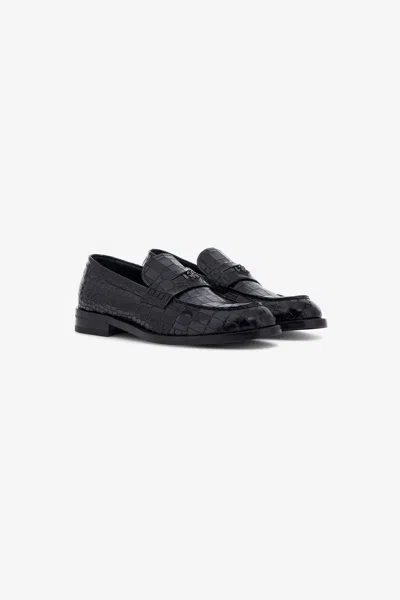Roberto Cavalli Crocodile-effect Loafers In Black