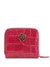 Roberto Cavalli Crocodile-effect Logo Wallet In Red