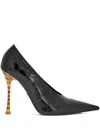 Roberto Cavalli Crocodile-effect Pointed-toe Pumps In Black
