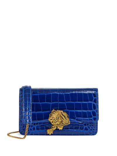 Roberto Cavalli Crocodile-effect Shoulder Bag In Blue