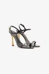 Roberto Cavalli Crocodile-effect Slingback Sandals In Black