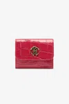 Roberto Cavalli Crocodile-effect Square Card Holder In Red