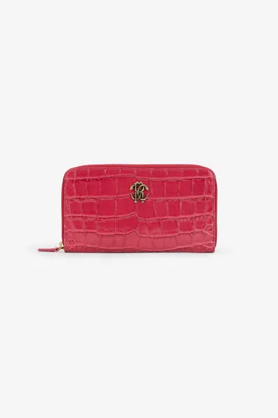 Roberto Cavalli Crocodile Effect Zip-around Wallet
