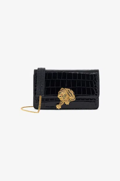 Roberto Cavalli Crocodile-embossed Shoulder Bag In Black
