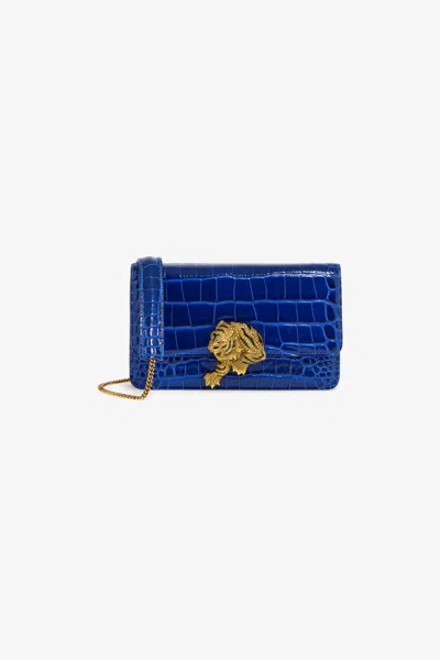 Roberto Cavalli Crocodile-embossed Shoulder Bag In Blue