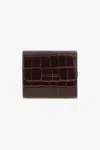Roberto Cavalli Crocodile Print Card Case In Dark Brown