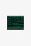 Roberto Cavalli Crocodile Print Card Case In Dark Green