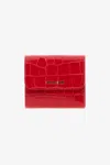 Roberto Cavalli Crocodile Print Card Case In Red
