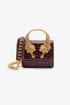 Roberto Cavalli Crocodile-print Roar Bag In Dark Red
