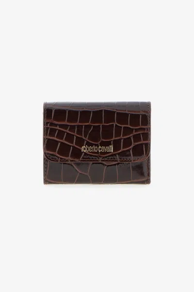 Roberto Cavalli Crocodile-print Wallet In Brown