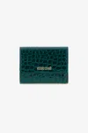 Roberto Cavalli Crocodile-print Wallet In Dark Green