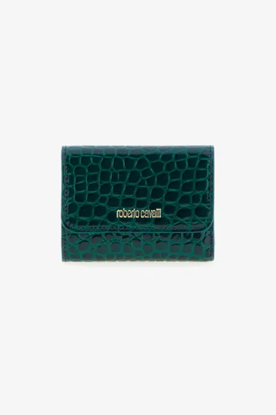 Roberto Cavalli Crocodile-print Wallet In Green