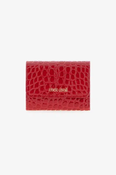 Roberto Cavalli Crocodile-print Wallet In Red
