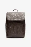 Roberto Cavalli Crocodile Scale-effect Backpack In Brown