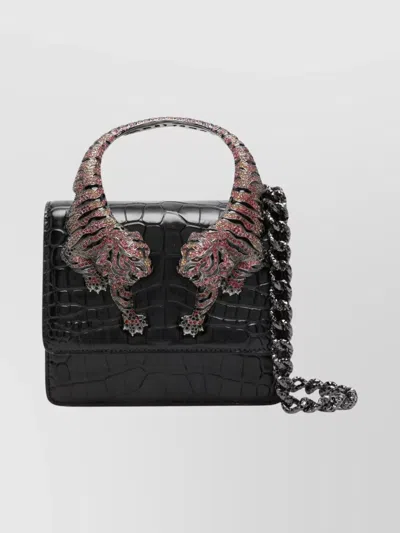 ROBERTO CAVALLI CROCODILE TEXTURE CROSS-BODY BAG WITH CHAIN STRAP