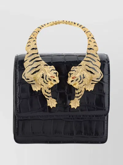 ROBERTO CAVALLI CROCODILE TEXTURE SHOULDER BAG WITH CHAIN STRAP