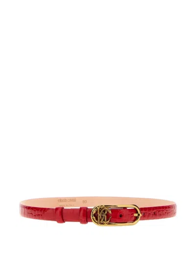 Roberto Cavalli Crocodile-effect Rc Monogram Belt In Transparent