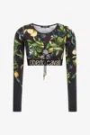 Roberto Cavalli Lemon-print Crop Top In Black
