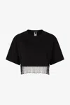 Roberto Cavalli Beaded-fringe Crop Top In Black