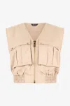 Roberto Cavalli Crop Top With Utility Pockets In Light Brown