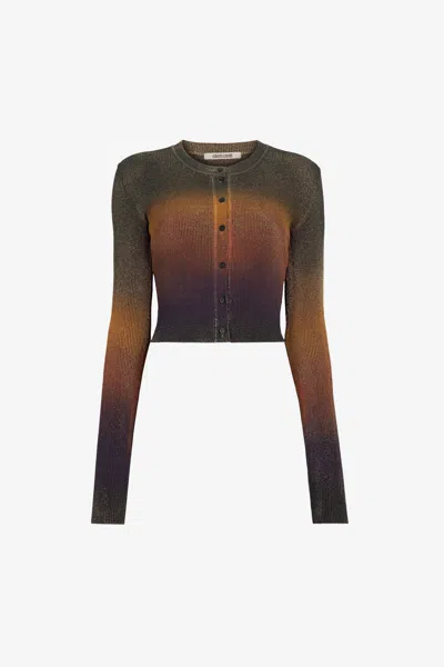 Roberto Cavalli Cropped Cardigan In Multicolor