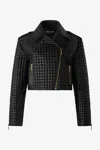 Roberto Cavalli Cropped Jacket With 3d Quilting Effect In Black